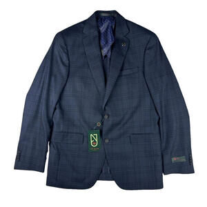 Ted Baker Jake x SPJ Wool Sport Coat Blazer Check Navy Size 42 R US